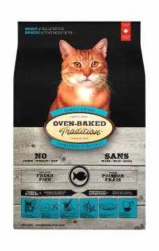 Grain-free adult cat food made with fresh fish, hypoallergenic and oven-baked – Oven-Baked Tradition.
