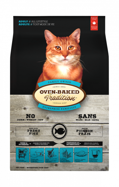 Hypoallergenic adult cat food with fish, oven-baked for all lifestyles