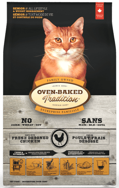 Nourriture pour chat sénior ou contrôle du poids tout mode de vie - Poulet 1 Chat Senior face