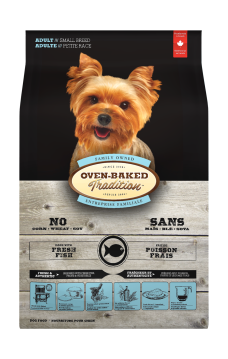Hypoallergenic natural small-breed adult dog food with fish