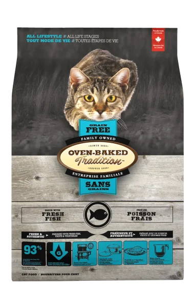 Grain-free cat food made with fresh fish, hypoallergenic and oven-baked – Oven-Baked Tradition.