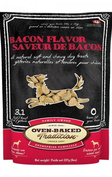 Sac de gâteries naturelles et tendres pour chiens – saveur de bacon Oven-Baked Tradition / Bag of natural soft and chewy dog treats – bacon flavor Oven-Baked Tradition