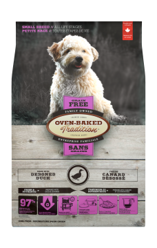 Grain-free duck dog food for small breeds, hypoallergenic formula