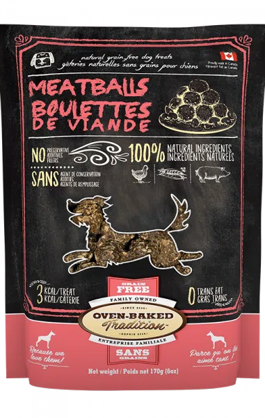 Sac de gâteries pour chiens – boulettes de viande naturelles Oven-Baked Tradition / Dog treats bag – natural meatball treats Oven-Baked Tradition