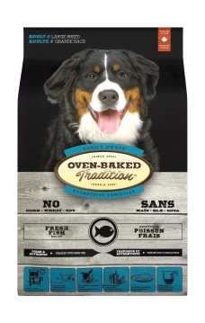 Hypoallergenic large breed adult dog food with fish oven-baked
