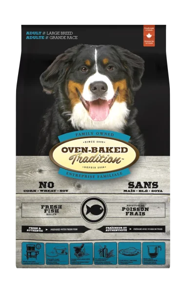 Hypoallergenic large breed adult dog food with fish oven-baked