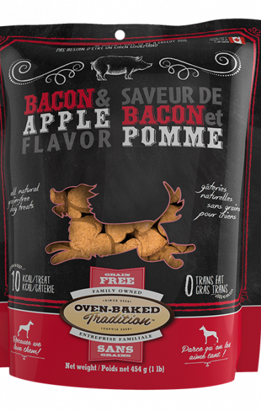 Sac de gâteries naturelles pour chiens – bacon et pomme Oven-Baked Tradition / Bag of natural dog treats – bacon and apple Oven-Baked Tradition