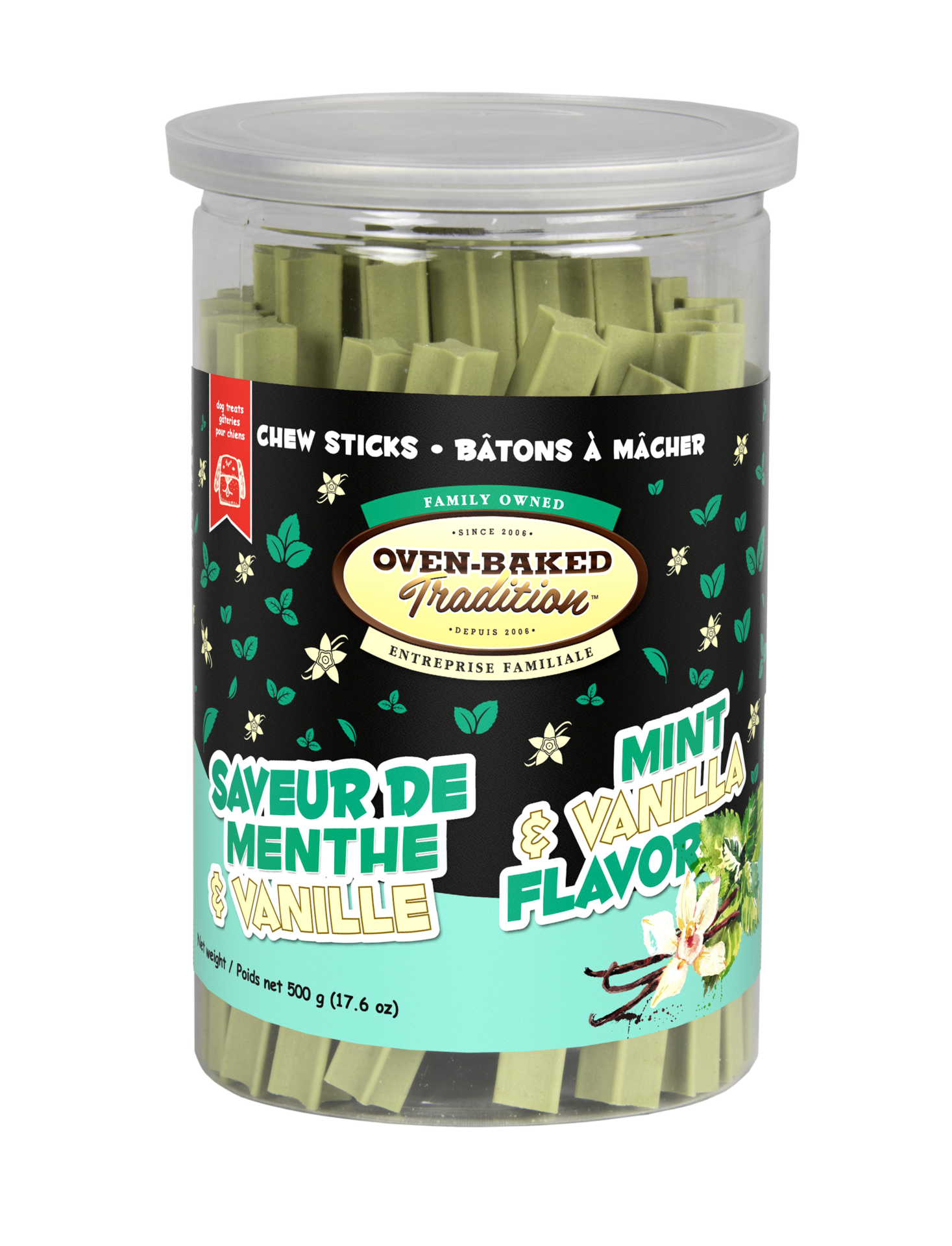 Bâton à mâcher à saveur de menthe et vanille OvenBaked Tradition