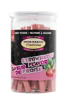 All natural chew sticks for dogs, strawberry flavor, help clean teeth Oven‑Baked Tradition