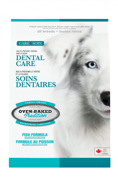 Dental care dog food with fish for adult dogs, hypoallergenic formula