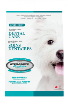 Small breed dental care dog food with fish, hypoallergenic formula