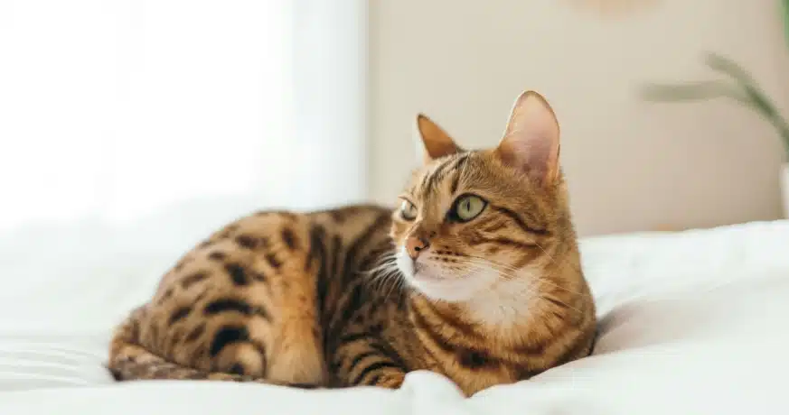 Chat couché au printemps suivant les conseils d’Oven-Baked Tradition pour aider à prévenir les boules de poils